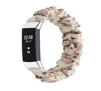 Compatible with Fitbit Charge 2 Scrunchie Bands Elastic Watch Strap for Women Large Small Stretchy Cute Fabric Adjustable Wristband Scrunchy Bracelet (Flesh flower, Large)
