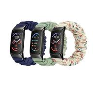 Compatible with Fitbit Charge 6/Charge 5 Watch Bands Scrunchie,Stretchy Elastic Fabric Cloth Replacement Wristband Sport Strap for Women (Dark blue+Pine green+Honeysuckle, Large)