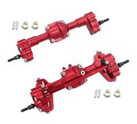 Compatible With FMS For Power For Wagon For FCX24 1/24 RC Crawler Upgrade Parts CNC Aluminum Front Rear Portal Axle RC Front Rear Axle(Red,Front and Rear)