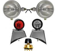 Compatible With Ford Tractor 2N 9N 8N Headlights Complete Lights Assembly Set with 12v bulbs Replacement parts Compatible With New Holland NAA Gray Color Tractor Lights