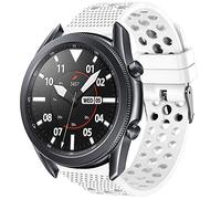Compatible with Galaxy Watch 3 Band, LvBu Silicone Replacement Wristbands Sport Strap with Metal Buckle for Compatible with Samsung Galaxy Watch 3 Smartwatch (45mm case, White)