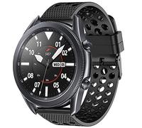 Compatible with Galaxy Watch 3 Band, LvBu Silicone Replacement Wristbands Sport Strap with Metal Buckle for Compatible with Samsung Galaxy Watch 3 Smartwatch (45mm case, Black)