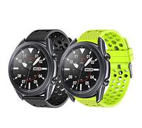 Compatible with Galaxy Watch 3 Band, LvBu Silicone Replacement Wristbands Sport Strap with Metal Buckle for Compatible with Samsung Galaxy Watch 3 Smartwatch (41mm case, Black+Green)