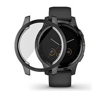 Compatible with Garmin Vivoactive 4/Venu 2 45mm/Vivoactive 4S/venu 2s 40mm Waterproof Protective Case Soft TPU Plated All Around Scratch-Proof Screen Protector Cover(Vivoactive 4S/Venu 2S 40mm, Black)