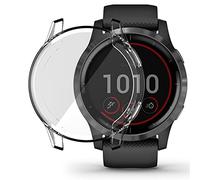 Compatible with Garmin Vivoactive 4/Venu 2 45mm/Vivoactive 4S/venu 2s 40mm Waterproof Protective Case Soft TPU Plated All Around Scratch-Proof Screen Protector Cover(Vivoactive 4S/Venu 2S 40mm, Clear)