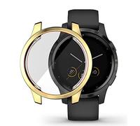 Compatible with Garmin Vivoactive 4/Venu 2 45mm/Vivoactive 4S/venu 2s 40mm Waterproof Protective Case Soft TPU Plated All Around Scratch-Proof Screen Protector Cover (Vivoactive 4/Venu 2 45mm, Gold)