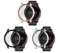 Compatible with Garmin Vivoactive 4 /Venu 2 45mm /Vivoactive 4S /venu 2s 40mm Waterproof Protective Case Soft TPU Plated All Around Scratch-Proof Screen Protector Cover(Vivoactive 4/Venu 2 45mm, 3pcs)
