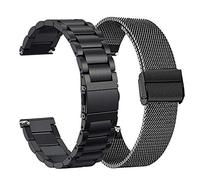 Compatible with Garmin Vivoactive 4S 40 mm Bands, ViCRiOR Solid Stainless Steel Watchband + Mesh Strap Bracelet Replacement Band Strap for Garmin Vivomove 3S, black, Modern