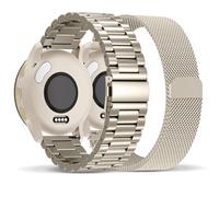 Compatible with Garmin Vivoactive 5 Watch Band/Vivoactive 6/3, 20mm Stainless Steel 2 Pack Metal and Mesh Bracelet Strap Wristband for Forerunner 165/55/245/570-42mm/Venu/Venu Sq Women Men Accessory