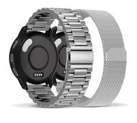 Compatible with Garmin Vivoactive 5 Watch Band/Vivoactive 6/3, 20mm Stainless Steel 2 Pack Metal and Mesh Bracelet Strap Wristband for Forerunner 165/55/245/570-42mm/Venu/Venu Sq Women Men Accessory