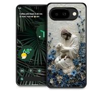 Compatible with Google Pixel 10a Case,Exquisite Pattern Hard PC Back Soft TPU Anti-Slip Anti-Shock Protective Shell Case for Google Pixel 10a-Jesus Lamb Flower Shepherd Print