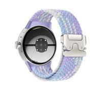 Compatible with Google Pixel Watch 2/1/3 41mm Band for Women Men - Upgraded Metal Lugs & Parachute Buckle - Breathable Stretchy Nylon Braided Sport Strap for Pixel Watch Bands