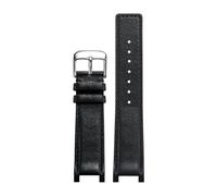 Compatible With Guess Compatible With Cartier PASHA GC YA1332 YA1333 Notch Watch Strap Bracelet Butterfly Buckle(Black D silver,22x14mm)