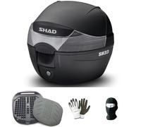 Compatible with Honda Vision 110 Suitcase Top Case Compatible with SHAD 34 LT+Plate Only for Motorcycle and Scooter Flat Base Luggage Rack, for All Helmets