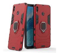 Compatible with Honor 8X Max, Huawei Y Max Case, Metal Ring Grip Kickstand Shockproof Hard Bumper Shell (Works with Magnetic Car Mount) Dual Layer Rugged Cover (Red)