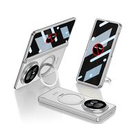 Compatible with Honor Magic V5 Case Front Screen Protector,Hinge Protection All-Inclusive Cover Rugged Shockproof Protective Cover,Magnetic Slim Phone Case, 360° Rotatable Ring Stand (Silver)