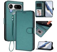 Compatible with Honor Magic8 Pro Air Wallet Case, Slim Leather Wallet Phone Case with Card Slots, Wrist Strap & Kickstand, Shockproof Protective Cover for Men Women(Dark Green)