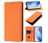 Compatible with Honor X8B 4G Case, Kickstand Flip Leather Wallet Book Case with Card Slots Shockproof Magnetic Closure Protective Phone Case Cover - Orange