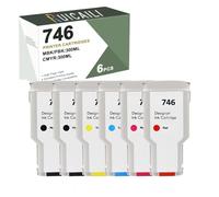 Compatible with HP 746 300ml Pigment Ink Cartridges Works with Printers for HP Designjet Z6 and DesignJet Z9. (6PK-PBK/MBK/C/M/Y/R)