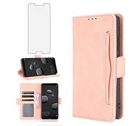 Compatible with Huawei Mate 10 Wallet Case and Tempered Glass Screen Protector Card Holder Credit ID Slot Flip Cell Accessories Phone Cover for Hawaii Mate10 ALP-L09 ALP-L29 Women Men Rose Gold