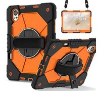 Compatible with Huawei MatePad Air 12 inch 2024 Tablet Case Full Protective Shockproof Case, with Pencil Holder&Rotating Multi-Function Grip Bracket ZY (BLACK+ORANGE)