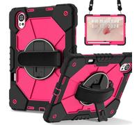 Compatible with Huawei MatePad Air 12 inch 2024 Tablet Case Full Protective Shockproof Case, with Pencil Holder&Rotating Multi-Function Grip Bracket ZY (BLACK+ROSE)