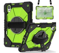 Compatible with Huawei MatePad Air 12 inch 2024 Tablet Case Full Protective Shockproof Case, with Pencil Holder&Rotating Multi-Function Grip Bracket ZY (BLACK+YELLOW GREEN)