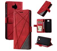 Compatible with Huawei Nova Young 4G Protective Case,Compatible with Huawei Y5 2017 MYA-L02 MYA-L23 / Y6 2017 MYA-L11 Case Flip Pu Leather Cover Red