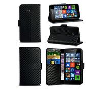 Compatible with Huawei Y9s / STK-L21 / LX3 - Black Textured Carbon Fibre Effect Professional Style Wallet Flip Skin Case Cover