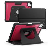 Compatible with iPad 10.9 Air 4 (2020)/Air 5 (2022) Case W Pen Holder, Removable Magnetic Heavy Duty Full Body Shockproof Cover w 360° Rotation Stand (Red)