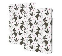 Compatible with ipad 9th/8th/7th Generation Case - Compatible with ipad 10.2 Case, Folio Stand, Auto Wake/Sleep, Cute Boston Terrier Dog Hearts Tablet Case Cover Compatible with ipad Cover Case