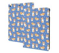 Compatible with ipad 9th/8th/7th Generation Case, Cute Corgi Dog Blue Tablet Case Compatible with ipad Cover 10.2 Inch, Folio Stand, Auto Wake/Sleep