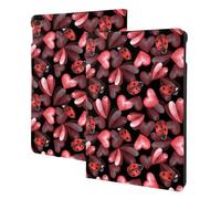 Compatible with ipad 9th/8th/7th Generation Case, Ladybugs and Red Hearts Tablet Case Compatible with ipad Cover 10.2 Inch, Folio Stand, Auto Wake/Sleep