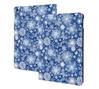 Compatible with ipad 9th/8th/7th Generation Case, Whiet Snowflake Blue Background Tablet Case Compatible with ipad Cover 10.2 Inch, Folio Stand, Auto Wake/Sleep