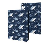 Compatible with iPad A16 Case 11 Inch 2025, Slim Blue Sharks Print Tablet Cover Compatible with iPad 10th Generation Case 10.9 Inch 2022 with Stand Auto Wake/Sleep