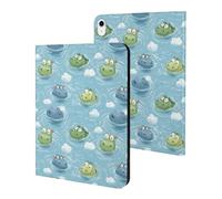 Compatible with iPad A16 Case 11 Inch 2025, Slim Cartoon Cute Hippopotamus Print Tablet Cover Compatible with iPad 10th Generation Case 10.9 Inch 2022 with Stand Auto Wake/Sleep