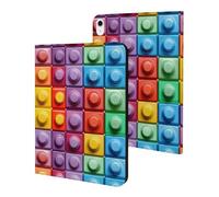 Compatible with iPad A16 Case 11 Inch 2025, Slim Colorful Building Block Texture Print Tablet Cover Compatible with iPad 10th Generation Case 10.9 Inch 2022 with Stand Auto Wake/Sleep