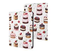 Compatible with iPad A16 Case 11 Inch 2025, Slim Colorful Strawberry Cake Print Tablet Cover Compatible with iPad 10th Generation Case 10.9 Inch 2022 with Stand Auto Wake/Sleep
