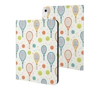 Compatible with iPad A16 Case 11 Inch 2025, Slim Colorful Tennis Racket Print Tablet Cover Compatible with iPad 10th Generation Case 10.9 Inch 2022 with Stand Auto Wake/Sleep