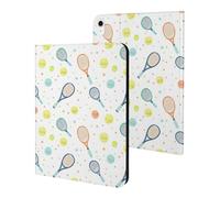 Compatible with iPad A16 Case 11 Inch 2025, Slim Cute Tennis Racket Print Tablet Cover Compatible with iPad 10th Generation Case 10.9 Inch 2022 with Stand Auto Wake/Sleep