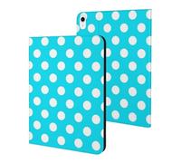 Compatible with iPad A16 Case 11 Inch 2025, Slim Cyan Polka Dot Print Tablet Cover Compatible with iPad 10th Generation Case 10.9 Inch 2022 with Stand Auto Wake/Sleep