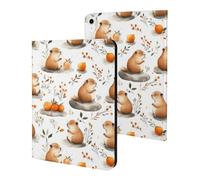 Compatible with iPad A16 Case 11 Inch 2025, Slim Floral Orange Guinea Pig Print Tablet Cover Compatible with iPad 10th Generation Case 10.9 Inch 2022 with Stand Auto Wake/Sleep