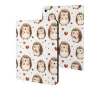 Compatible with iPad A16 Case 11 Inch 2025, Slim Heart Cute Hedgehog Print Tablet Cover Compatible with iPad 10th Generation Case 10.9 Inch 2022 with Stand Auto Wake/Sleep