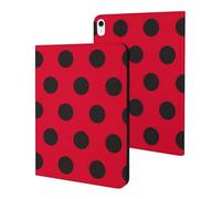 Compatible with iPad A16 Case 11 Inch 2025, Slim Ladybug Black Dotted Spots Red Print Tablet Cover Compatible with iPad 10th Generation Case 10.9 Inch 2022 with Stand Auto Wake/Sleep