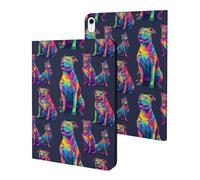 Compatible with iPad A16 Case 11 Inch 2025, Slim Neon Cartoon Pitbull Print Tablet Cover Compatible with iPad 10th Generation Case 10.9 Inch 2022 with Stand Auto Wake/Sleep