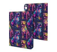 Compatible with iPad A16 Case 11 Inch 2025, Slim Neon Pitbull Print Tablet Cover Compatible with iPad 10th Generation Case 10.9 Inch 2022 with Stand Auto Wake/Sleep