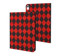Compatible with iPad A16 Case 11 Inch 2025, Slim Red Black Harlequin Print Tablet Cover Compatible with iPad 10th Generation Case 10.9 Inch 2022 with Stand Auto Wake/Sleep