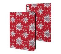 Compatible with iPad A16 Case 11 Inch 2025, Slim Red Snowflake Print Tablet Cover Compatible with iPad 10th Generation Case 10.9 Inch 2022 with Stand Auto Wake/Sleep