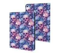 Compatible with iPad A16 Case 11 Inch 2025, Slim Romantic Flower Skull Print Tablet Cover Compatible with iPad 10th Generation Case 10.9 Inch 2022 with Stand Auto Wake/Sleep