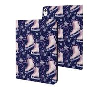 Compatible with iPad A16 Case 11 Inch 2025, Slim Snowflake Pink Skates Print Tablet Cover Compatible with iPad 10th Generation Case 10.9 Inch 2022 with Stand Auto Wake/Sleep